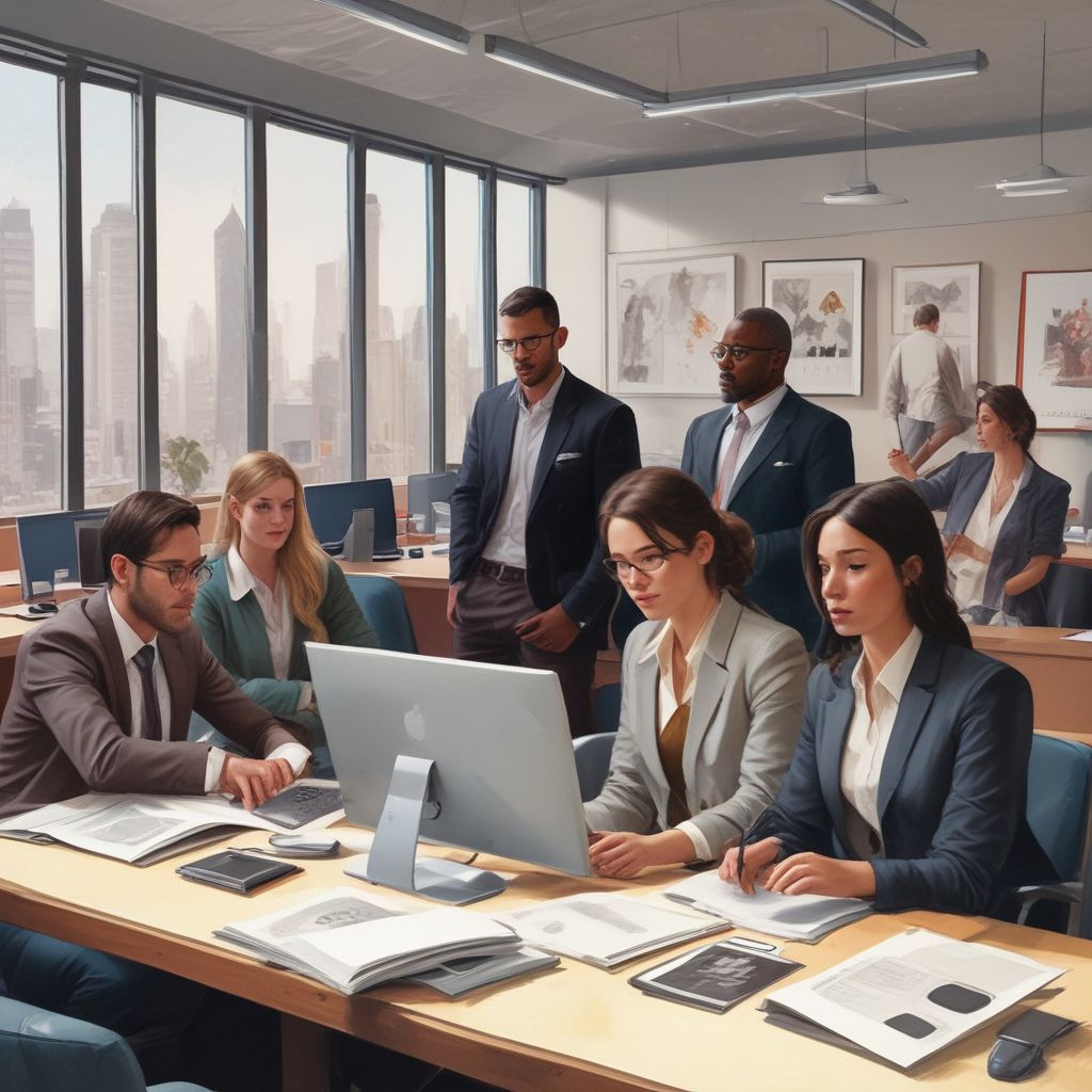 diverse team collaborating in a modern office setting